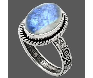 Rainbow Moonstone Ring size-10 EXR01628 R-1067, 10x14 mm