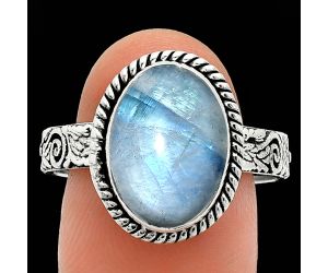 Rainbow Moonstone Ring size-10 EXR01630 R-1067, 10x14 mm