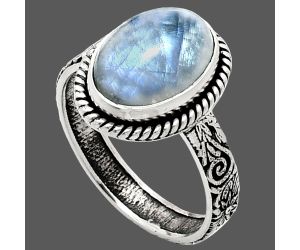 Rainbow Moonstone Ring size-10 EXR01630 R-1067, 10x14 mm