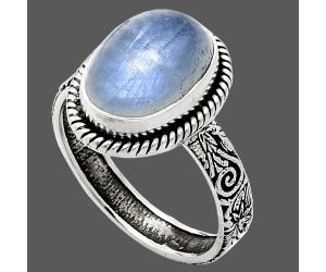 Rainbow Moonstone Ring size-10 EXR01632 R-1067, 10x14 mm