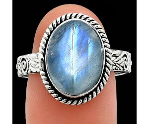 Rainbow Moonstone Ring size-10 EXR01633 R-1067, 10x14 mm