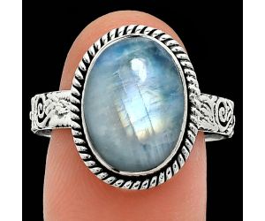 Rainbow Moonstone Ring size-10 EXR01634 R-1067, 10x14 mm