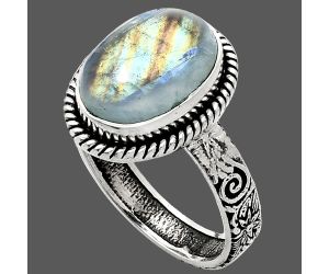 Rainbow Moonstone Ring size-10 EXR01634 R-1067, 10x14 mm