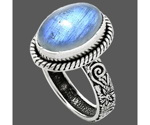 Rainbow Moonstone Ring size-7 EXR01635 R-1067, 10x14 mm