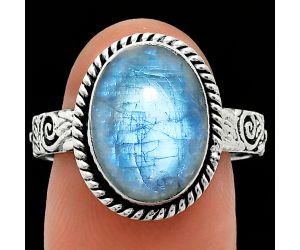 Rainbow Moonstone Ring size-9 EXR01637 R-1067, 10x14 mm