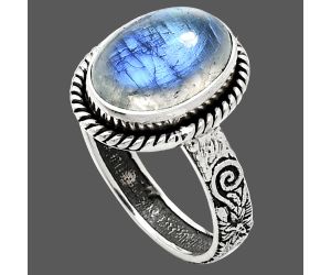 Rainbow Moonstone Ring size-9 EXR01637 R-1067, 10x14 mm