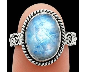 Rainbow Moonstone Ring size-8 EXR01639 R-1067, 10x14 mm