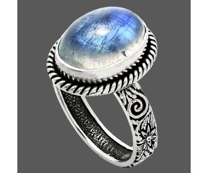 Rainbow Moonstone Ring size-8 EXR01639 R-1067, 10x14 mm