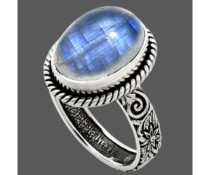 Rainbow Moonstone Ring size-7 EXR01640 R-1067, 10x14 mm