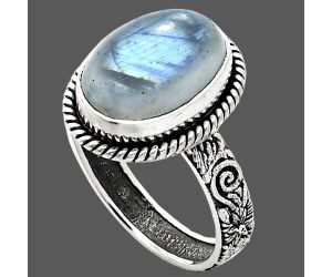 Rainbow Moonstone Ring size-9 EXR01641 R-1067, 10x14 mm