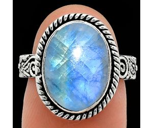 Rainbow Moonstone Ring size-7 EXR01642 R-1067, 10x14 mm