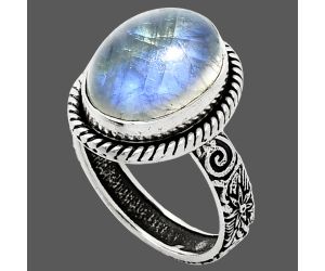 Rainbow Moonstone Ring size-7 EXR01642 R-1067, 10x14 mm