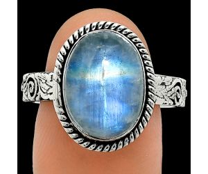 Rainbow Moonstone Ring size-10 EXR01643 R-1067, 10x14 mm