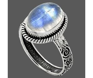 Rainbow Moonstone Ring size-10 EXR01643 R-1067, 10x14 mm