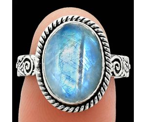 Rainbow Moonstone Ring size-8 EXR01644 R-1067, 10x14 mm