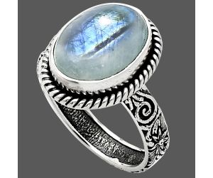 Rainbow Moonstone Ring size-8 EXR01644 R-1067, 10x14 mm