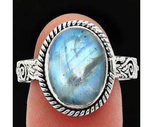 Rainbow Moonstone Ring size-10 EXR01645 R-1067, 10x14 mm