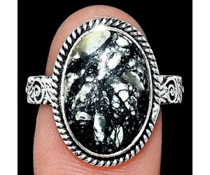 Authentic White Buffalo Turquoise Nevada Ring size-9 EXR01659 R-1067, 11x17 mm