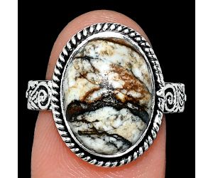 Authentic White Buffalo Turquoise Nevada Ring size-8 EXR01661 R-1067, 11x15 mm