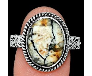 Authentic White Buffalo Turquoise Nevada Ring size-10 EXR01667 R-1067, 11x15 mm