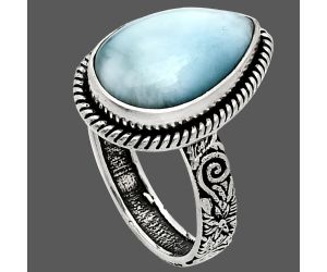 Larimar (Dominican Republic) Ring size-8 EXR01679 R-1067, 11x17 mm