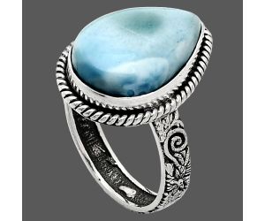 Larimar (Dominican Republic) Ring size-9 EXR01680 R-1067, 12x18 mm