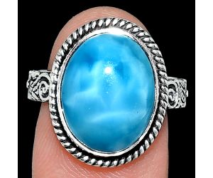 Larimar (Dominican Republic) Ring size-8 EXR01681 R-1067, 12x15 mm