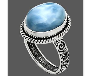 Larimar (Dominican Republic) Ring size-8 EXR01681 R-1067, 12x15 mm