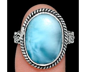 Larimar (Dominican Republic) Ring size-8 EXR01685 R-1067, 12x17 mm