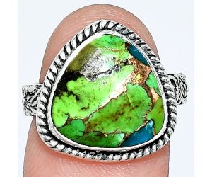 Copper Green Turquoise Ring size-7 EXR01687 R-1067, 13x13 mm