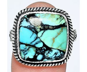 Lucky Charm Tibetan Turquoise Ring size-9 EXR01689 R-1067, 15x15 mm