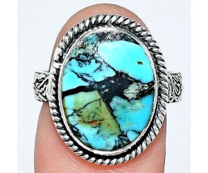 Lucky Charm Tibetan Turquoise Ring size-7 EXR01690 R-1067, 12x16 mm