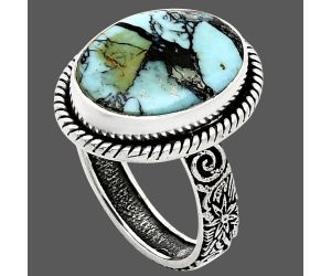 Lucky Charm Tibetan Turquoise Ring size-7 EXR01690 R-1067, 12x16 mm