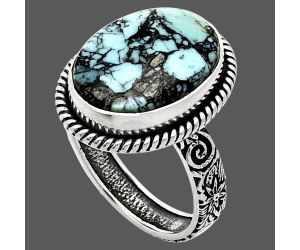 Lucky Charm Tibetan Turquoise Ring size-8 EXR01693 R-1067, 12x16 mm