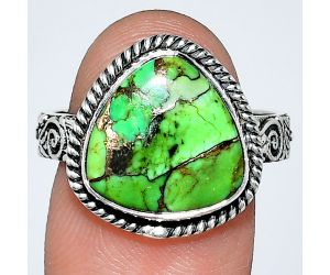 Copper Green Turquoise Ring size-9 EXR01696 R-1067, 13x13 mm