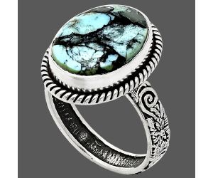 Lucky Charm Tibetan Turquoise Ring size-8 EXR01697 R-1067, 12x16 mm