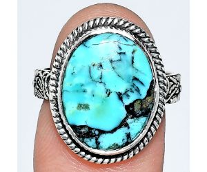 Lucky Charm Tibetan Turquoise Ring size-7 EXR01698 R-1067, 12x16 mm