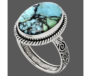 Lucky Charm Tibetan Turquoise Ring size-10 EXR01699 R-1067, 13x18 mm