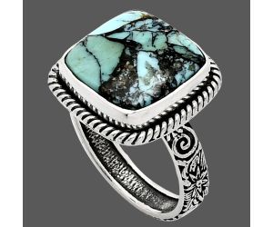 Lucky Charm Tibetan Turquoise Ring size-8 EXR01701 R-1067, 13x13 mm