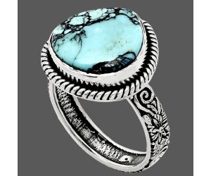 Lucky Charm Tibetan Turquoise Ring size-7 EXR01702 R-1067, 13x13 mm