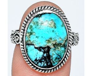 Lucky Charm Tibetan Turquoise Ring size-8 EXR01703 R-1067, 12x16 mm