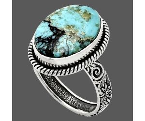 Lucky Charm Tibetan Turquoise Ring size-8 EXR01703 R-1067, 12x16 mm