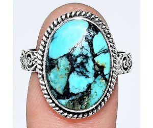 Lucky Charm Tibetan Turquoise Ring size-9 EXR01706 R-1067, 12x17 mm