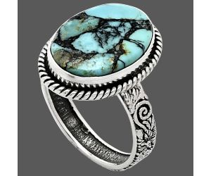 Lucky Charm Tibetan Turquoise Ring size-9 EXR01706 R-1067, 12x17 mm