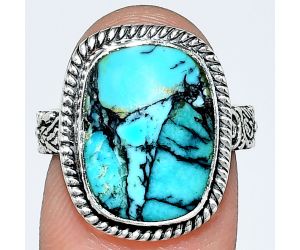 Lucky Charm Tibetan Turquoise Ring size-7 EXR01708 R-1067, 11x15 mm