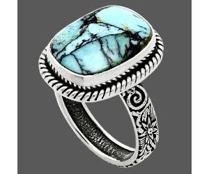 Lucky Charm Tibetan Turquoise Ring size-7 EXR01708 R-1067, 11x15 mm