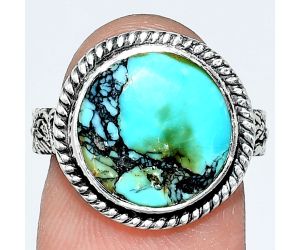 Lucky Charm Tibetan Turquoise Ring size-7 EXR01709 R-1067, 13x13 mm