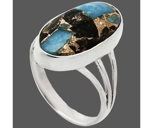 Shell In Black Blue Turquoise Ring size-10 EXR01741 R-1003, 11x20 mm