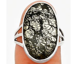 Nipomo Marcasite Agate Ring size-7 EXR01747 R-1003, 13x22 mm