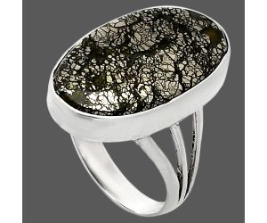 Nipomo Marcasite Agate Ring size-7 EXR01747 R-1003, 13x22 mm